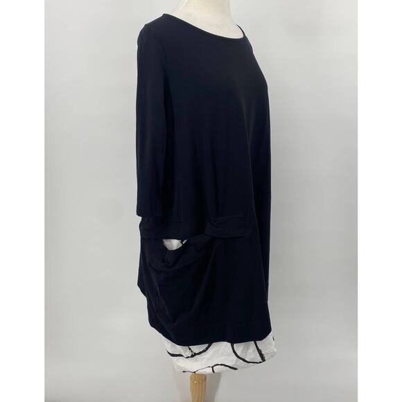 Urban by Alembika Dress Cotton Asymmetrical Patterned Pocket Knit Black Women 12 - Picture 6 of 11